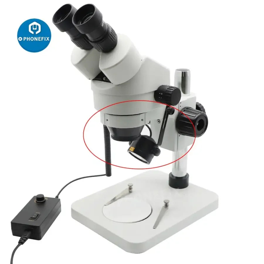 PHONEFIX 28 LEDs slant ring light illuminator for stereo microscopes, providing adjustable oblique lighting for clear microscopic views.