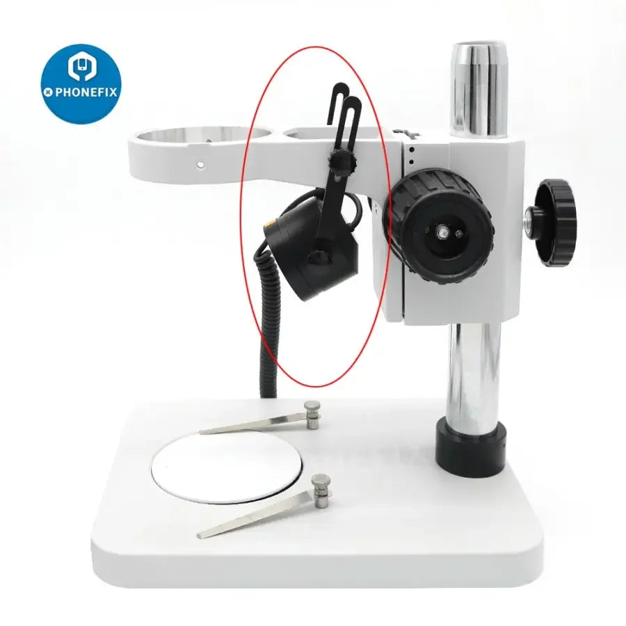 PHONEFIX 28 LEDs slant ring light illuminator for stereo microscopes, providing bright oblique illumination for detailed viewing.
