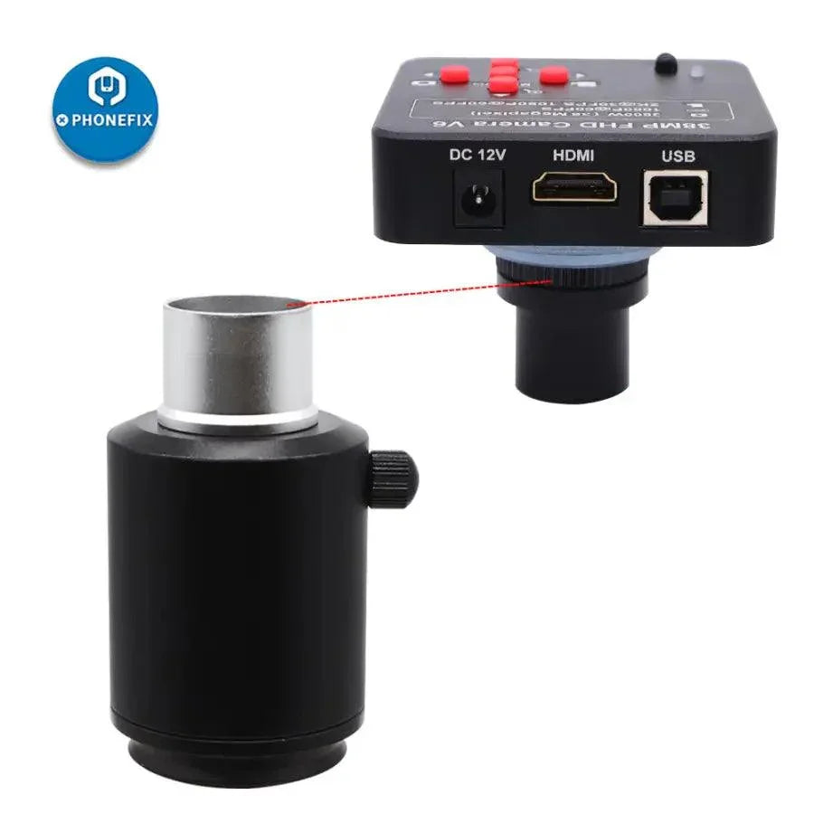 PhoneFIX 38mm CTV stereo industrial microscope camera adapter for C-mount microscopes, accessory for high-quality imaging.