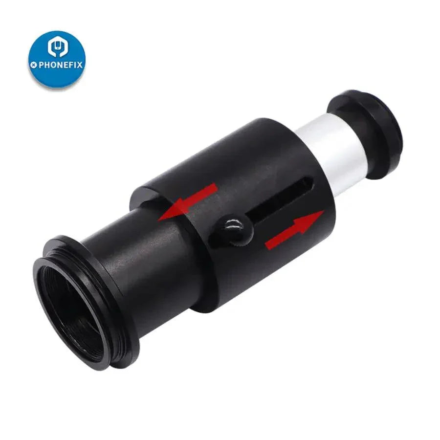 PhoneFIX 38mm CTV stereo industrial microscope camera adapter for C-mount microscopes, used for high-quality imaging and research.