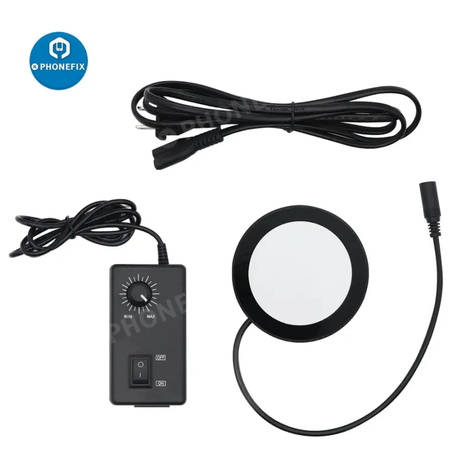 Source lumineuse LED annulaire réglable pour microscopes, de marque PHONEFIX, offrant un éclairage ciblé pour les travaux de microscopie.