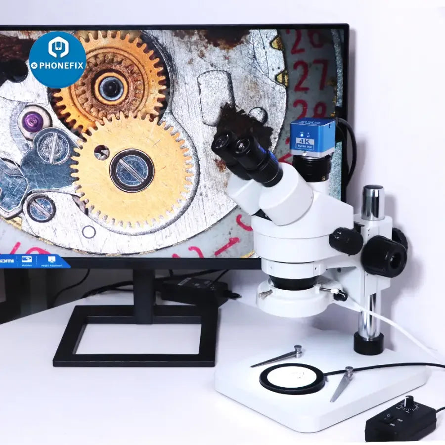 Source lumineuse LED annulaire réglable pour microscope, accessoire PHONEFIX, offrant un éclairage ciblé pour une observation détaillée.