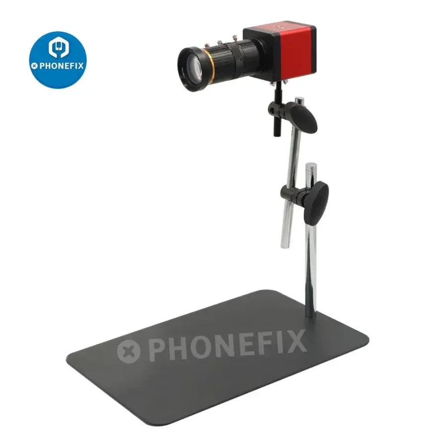 PhoneFIX camera bracket base and webcam holder stand for industrial microscopes, sturdy mount for industrial camera setups.