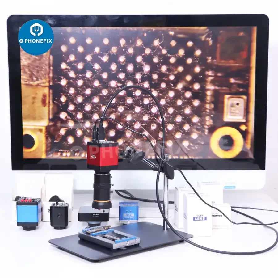 PHONEFIX industrial camera bracket base and webcam mount stand for microscope accessories, supporting stable camera positioning.