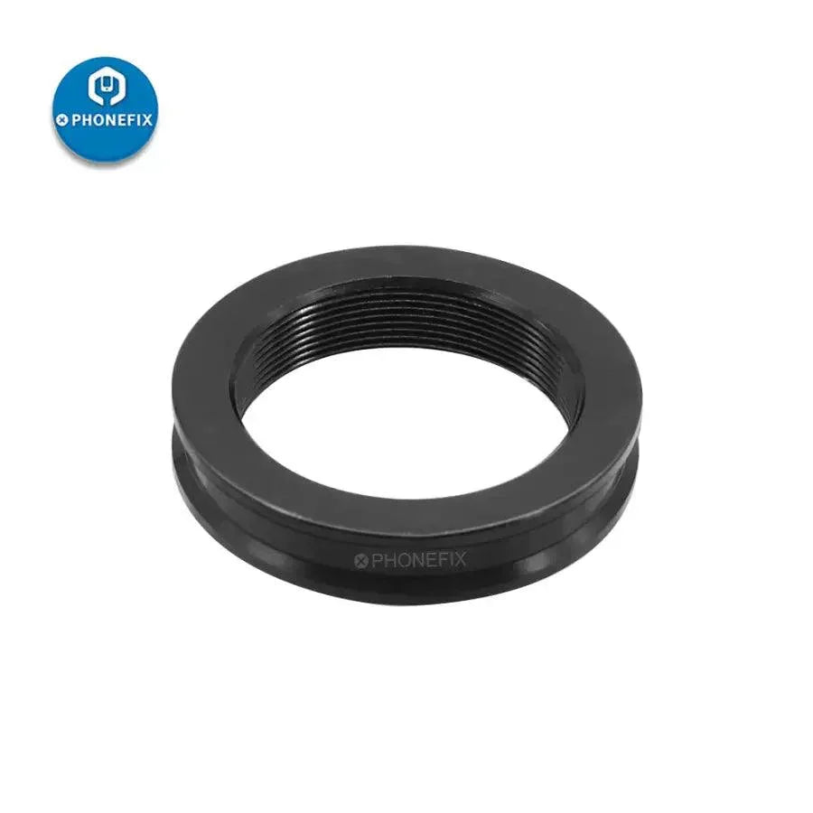 PHONEFIX microscope accessory, diameter 38mm to 27mm inner thread adapter for camera tube mount, shown with threaded ends
