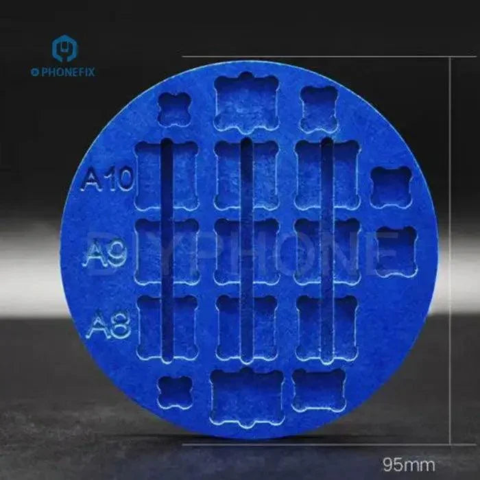 PhoneFix double-sided microscope slot base for iPhone CPU soldering repair, microscope accessory for precise circuit work.