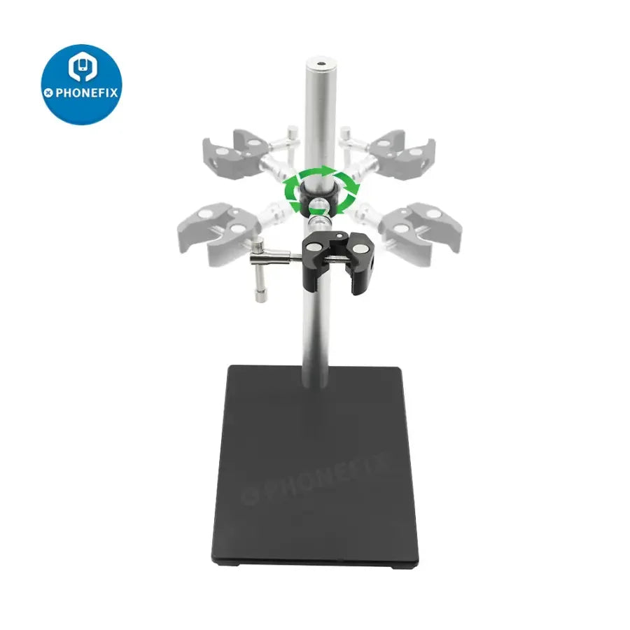 PHONEFIX electron microscope holder stand base with super clamp and webcam bracket for microscope accessories.