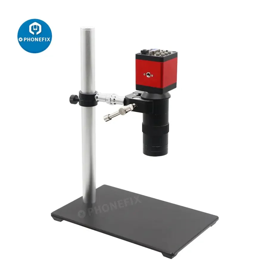 Electron microscope holder stand base with super clamp webcam bracket, compatible with PHONEFIX microscope accessories.