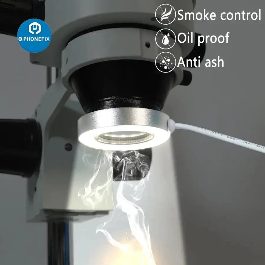 Phonefix USB 60 LEDs ring light microscope illuminator with adjustable brightness for enhanced microscopy imaging.