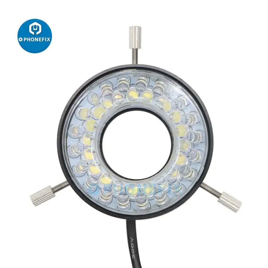 PHONEFIX 40 LED ring light illuminator for microscopes with adjustable adapter, enhancing visibility for detailed microscopic work.