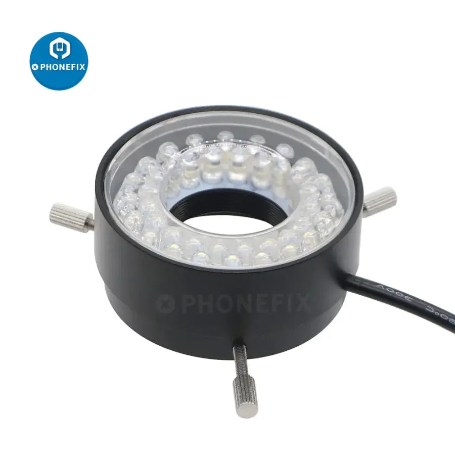 PhoneFix 40 LED ring light illuminator for microscope with adjustable adapter, enhancing visibility during microscopic examinations.
