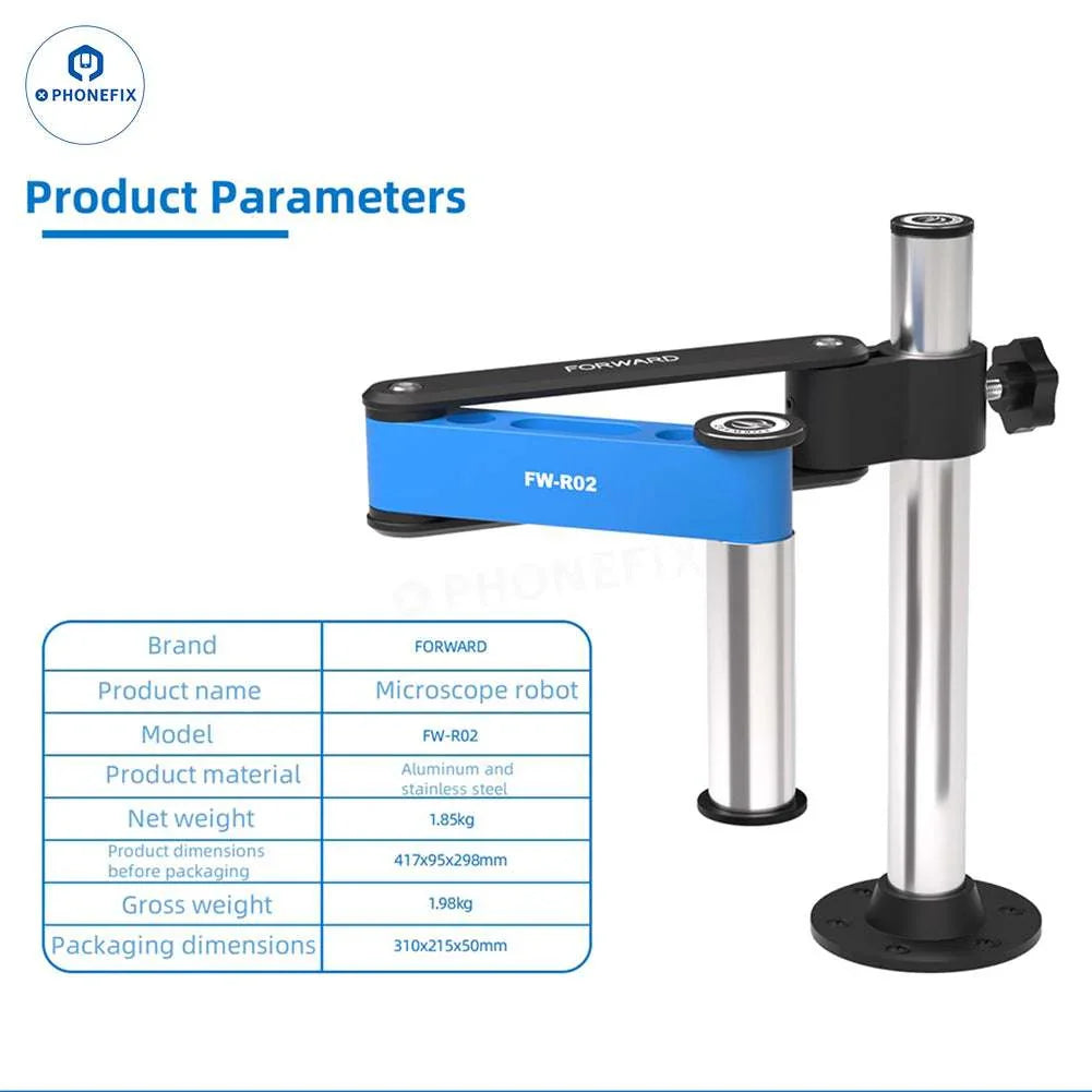 Accessoire de bras oscillant réglable pour microscope PhoneFix Forward FW-R02 FW-R03 pour un positionnement précis et une configuration de microscopie améliorée.