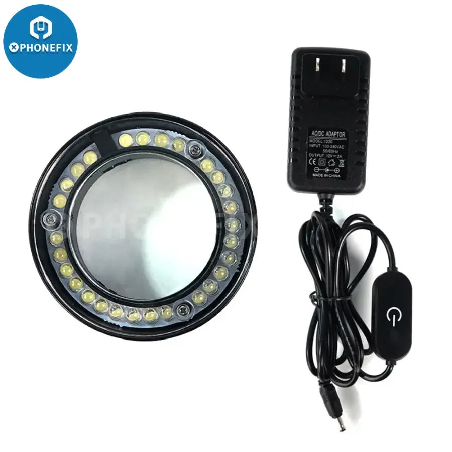 Relife RL-033D microscope LED light source with touch switch and snap-in lamp, compatible with microscope accessories.