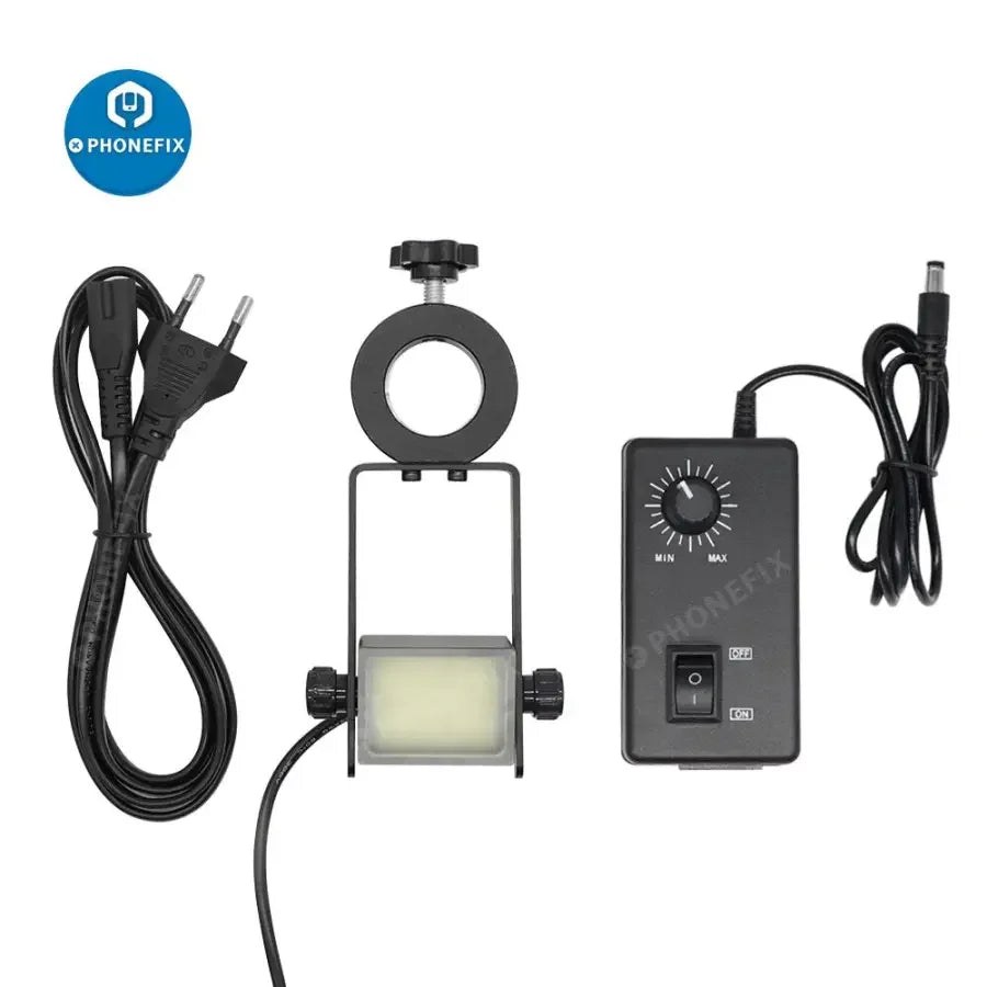 Microscope side vision light source with 60 LED square lamp and PVC diffuser, compatible with 25/32 mm microscopes by PHONEFIX.
