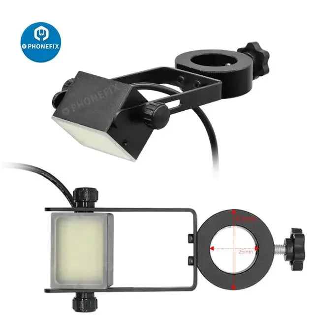 Phonefix 25/32 mm microscope side vision light source with 60 LED square lamp and PVC diffuser for microscope accessories.