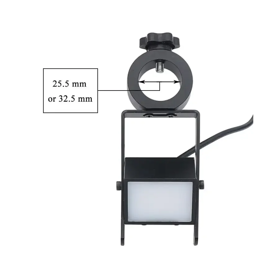 Phonefix microscope side vision light source with 60 LED square lamp, PVC diffuser, fits 25/32 mm microscopes, accessory for enhanced lighting.