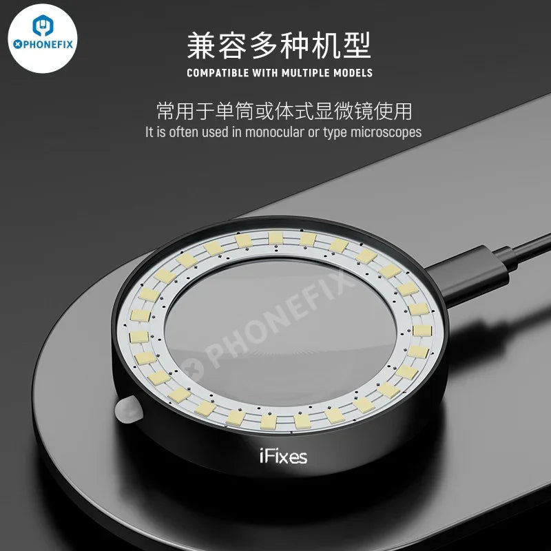iFixes iL16 Microscope Light Dust-proof Mirror LED lamp, a PHONEFIX microscope accessory for enhanced illumination.
