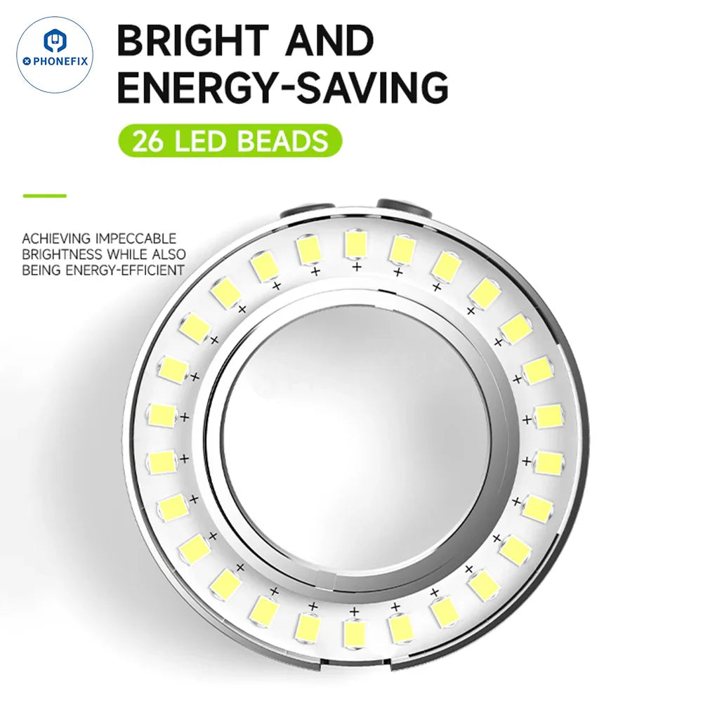 LUOWEI LW-LS01 LW-LS02 polarized microscope ring light attached to a microscope, providing bright, even illumination for detailed viewing.