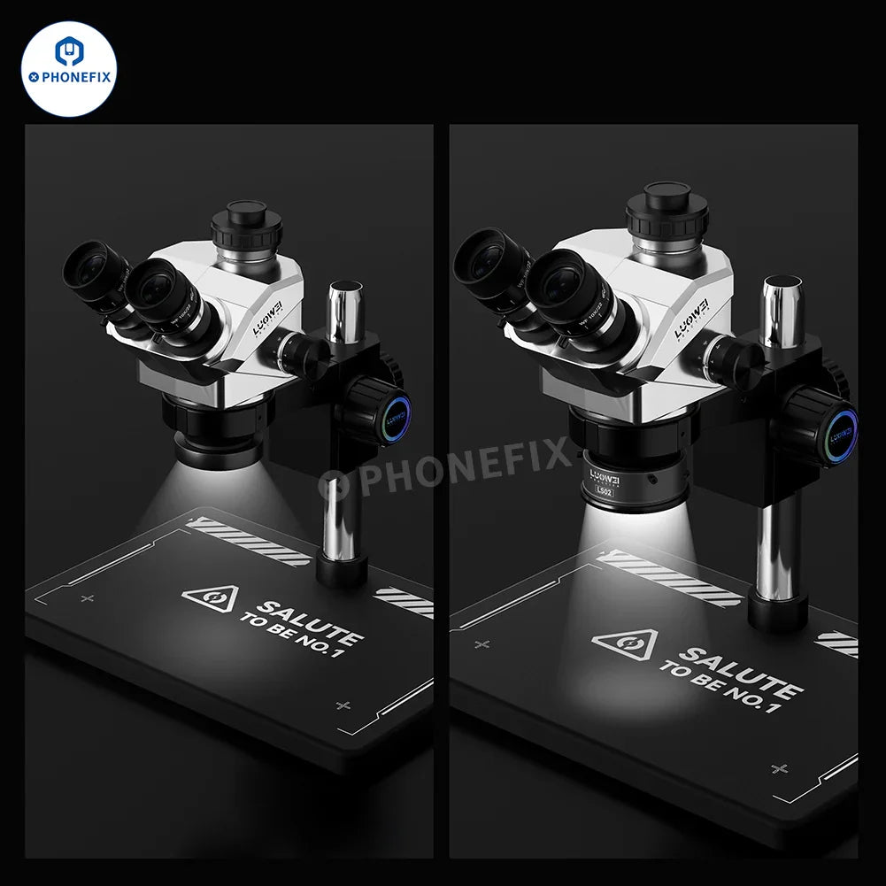 LUOWEI LW-LS01 LW-LS02 polarized microscope ring light attached to a microscope, used as an accessory for enhanced illumination.
