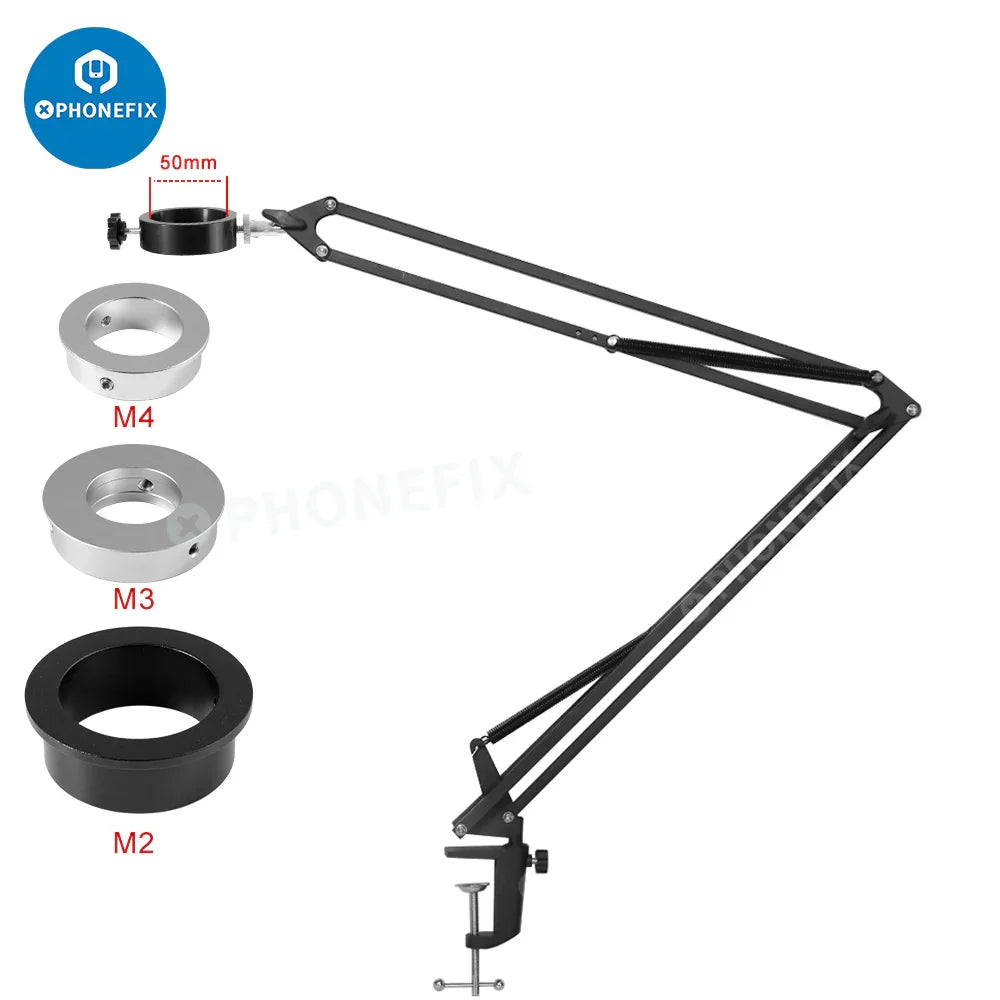 PHONEFIX C-mount lens adapter ring for microscope cameras in 35mm, 40mm, 50mm, and 76mm sizes, microscope accessory.