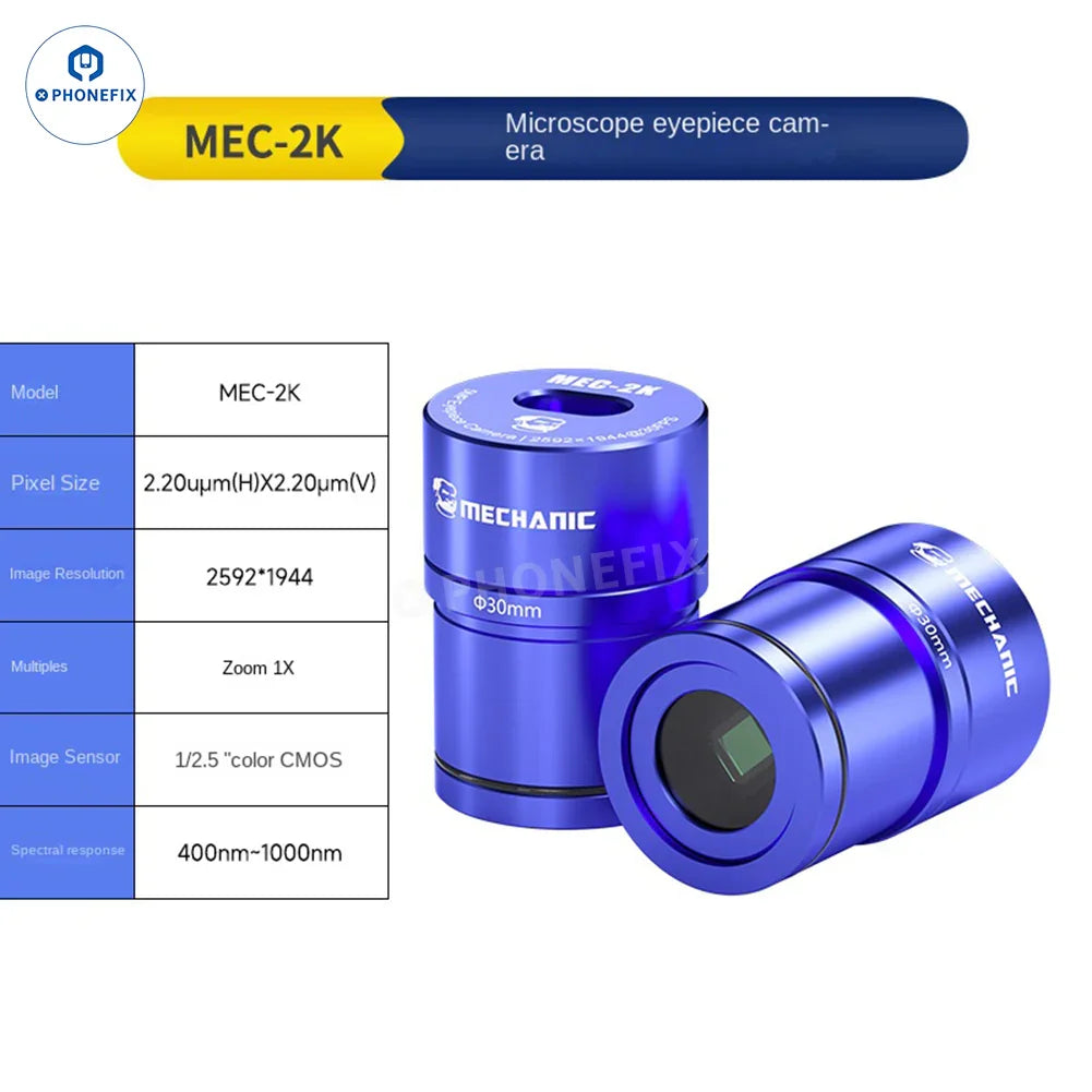 PHONEFIX MECHANIC MEC 4K 2K HD electronic eyepiece camera for stereo microscopes, capturing detailed images with high resolution.