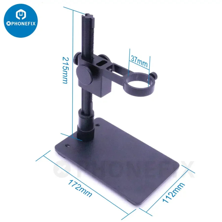 Portable aluminum alloy USB digital microscope stand with support bracket, compatible with PHONEFIX microscope accessories.