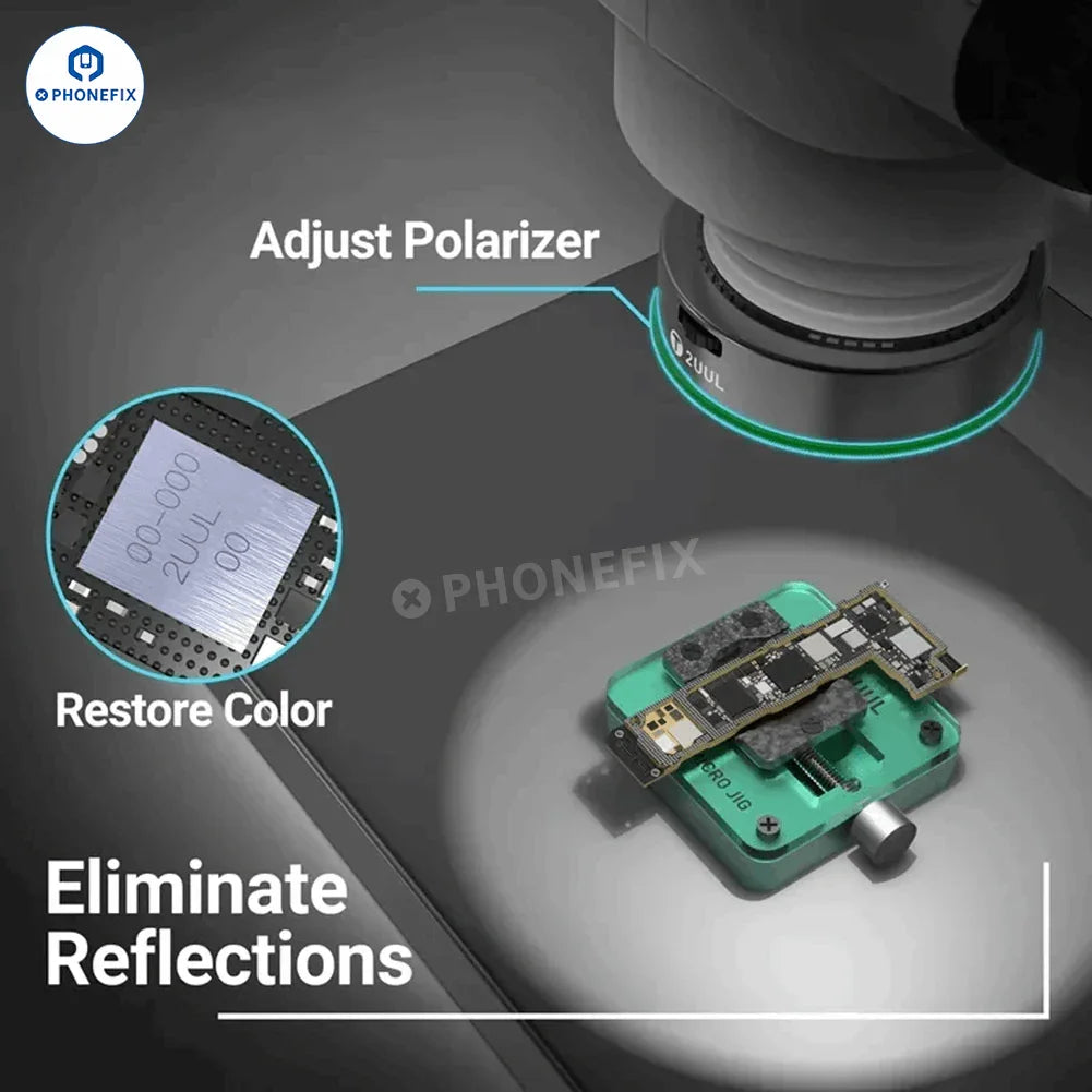 Anillo de luz LED polarizado ajustable para microscopios, ideal como accesorio para microscopios PHONEFIX, que proporciona una iluminación brillante y uniforme.