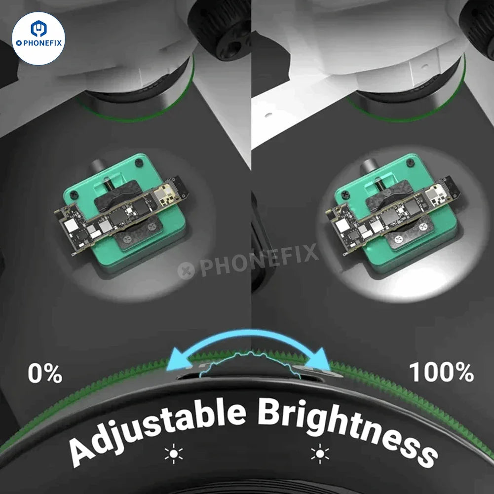 Anillo de luz LED polarizado ajustable para microscopios, un accesorio PHONEFIX 2UUL que proporciona iluminación focalizada para una microscopía detallada.