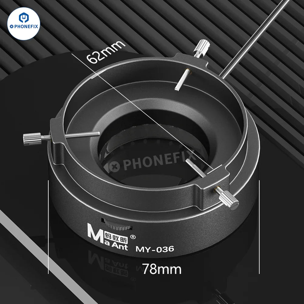 MaAnt MY-036 MY-037 MY-038 LED Microscope Ring Light, microscope accessory with adjustable brightness for detailed viewing.