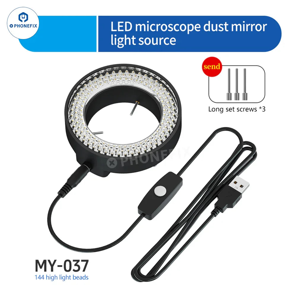 MaAnt MY-036 MY-037 MY-038 LED Microscope Ring Light, microscope accessories with adjustable brightness for detailed viewing.