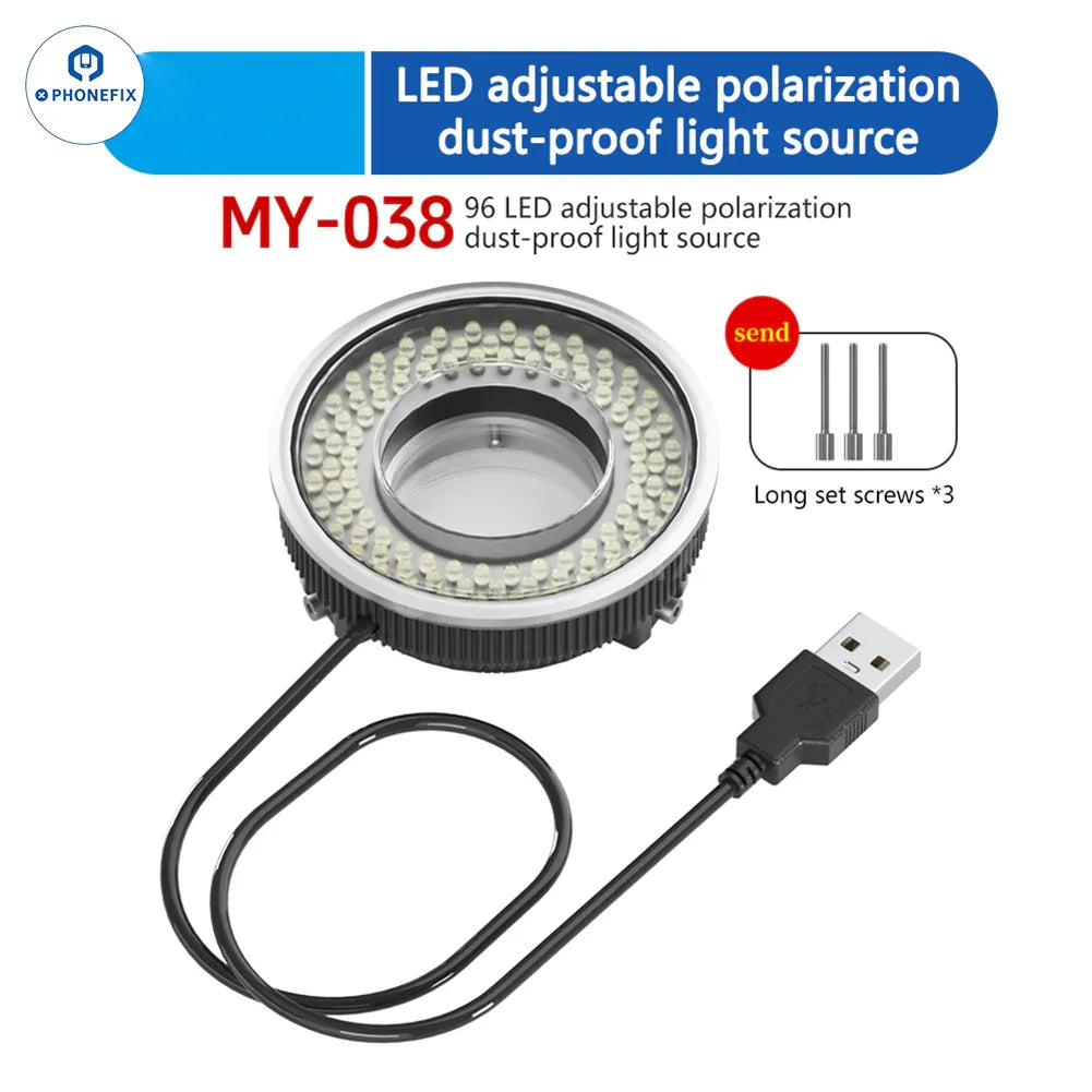 MaAnt MY-036 MY-037 MY-038 LED Microscope Ring Light, microscope accessory with adjustable lighting for detailed inspection.