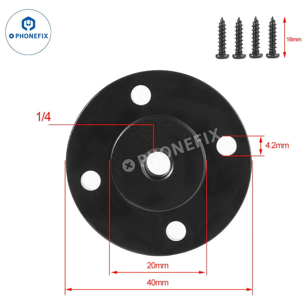 PHONEFIX 1/4 screw hole magic arm fixed bracket with super pliers clamp, used as microscope accessory for secure mounting.