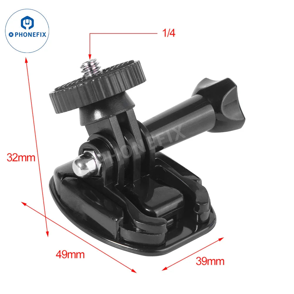 PHONEFIX microscope accessory featuring a 1/4 screw hole magic arm fixed bracket with super pliers clamp for secure mounting.