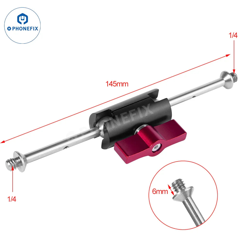 PhoneFix 1/4 screw hole magic arm fixed bracket clamp for microscope accessories, with durable super pliers grip.