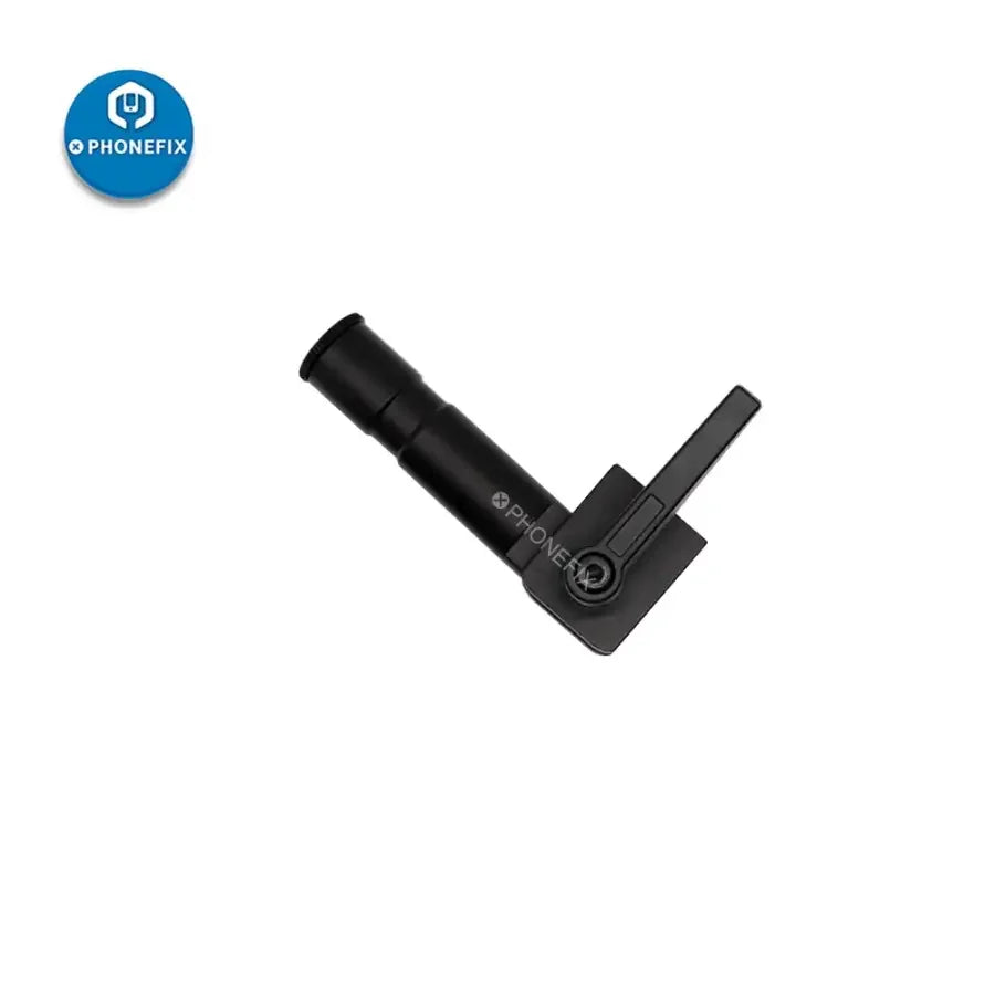 Close-up of a 25mm diameter rotating metal arm for industrial microscope holder, part of PHONEFIX microscope accessories.