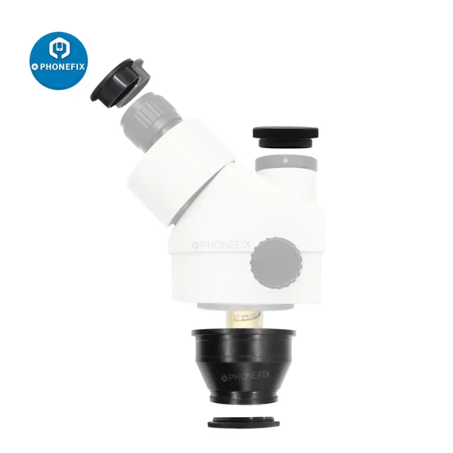 PhoneFix 7x-45x 3.5x-90x trinocular stereo industrial microscope auxiliary parts for enhanced magnification and imaging.