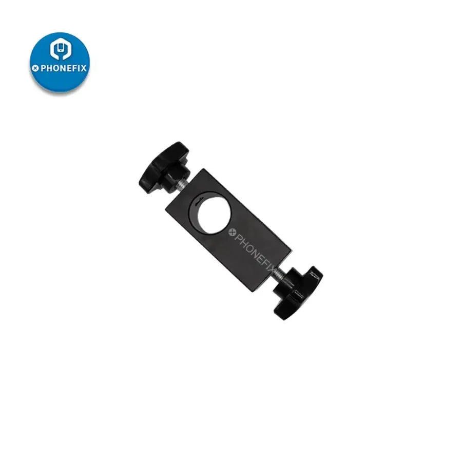 Industrial microscope base platform with double arm rotating bracket, designed for microscope accessories by PHONEFIX.