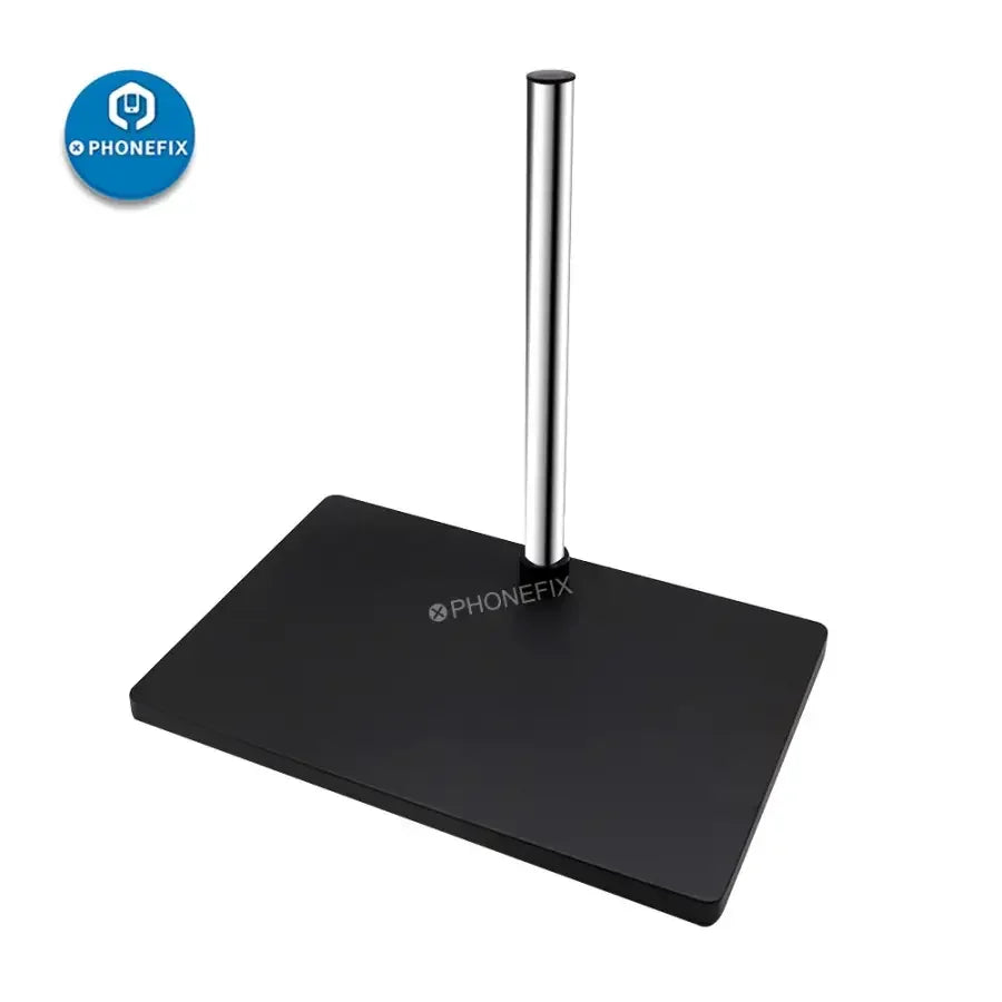 Industrial microscope base platform with double arm rotating bracket, designed for microscope accessories by PHONEFIX.