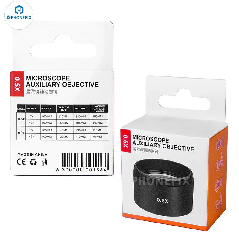 Objectif auxiliaire de microscope PHONEFIX RF4 0.5X, lentille de Barlow pour améliorer le grossissement dans les accessoires de microscope.