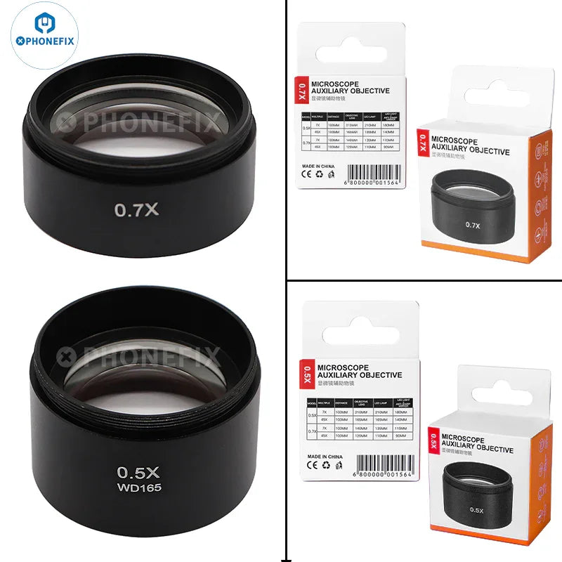 Lentille de Barlow auxiliaire PhoneFix RF4 0.5X 0.7X 0.48X pour microscope, permettant un grossissement amélioré dans les accessoires de microscopie.