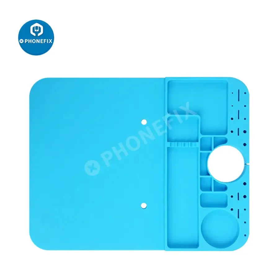 PhoneFix microscope base pad maintenance platform mat for PCB soldering repair, provides stable surface for electronics work.
