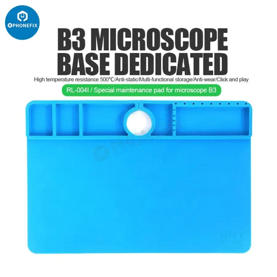 PhoneFix microscope base pad maintenance platform mat for PCB soldering repair, microscope accessory for electronics work.