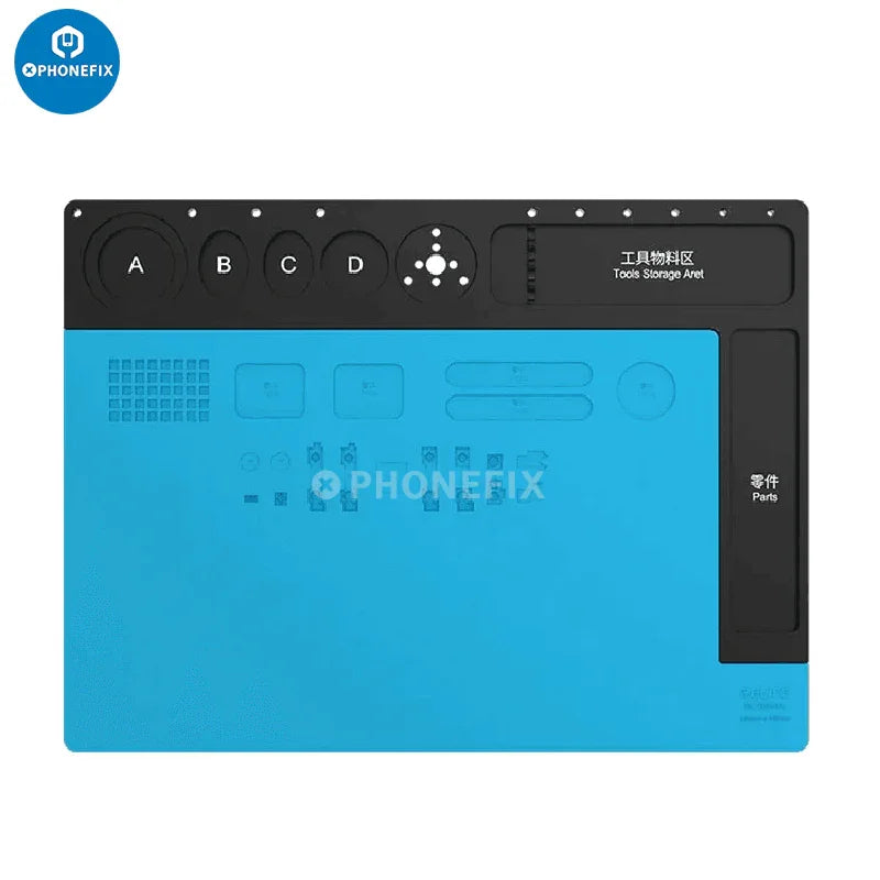 PHONEFIX microscope base pad for PCB soldering repair, a rubber maintenance platform mat for precise repair work.
