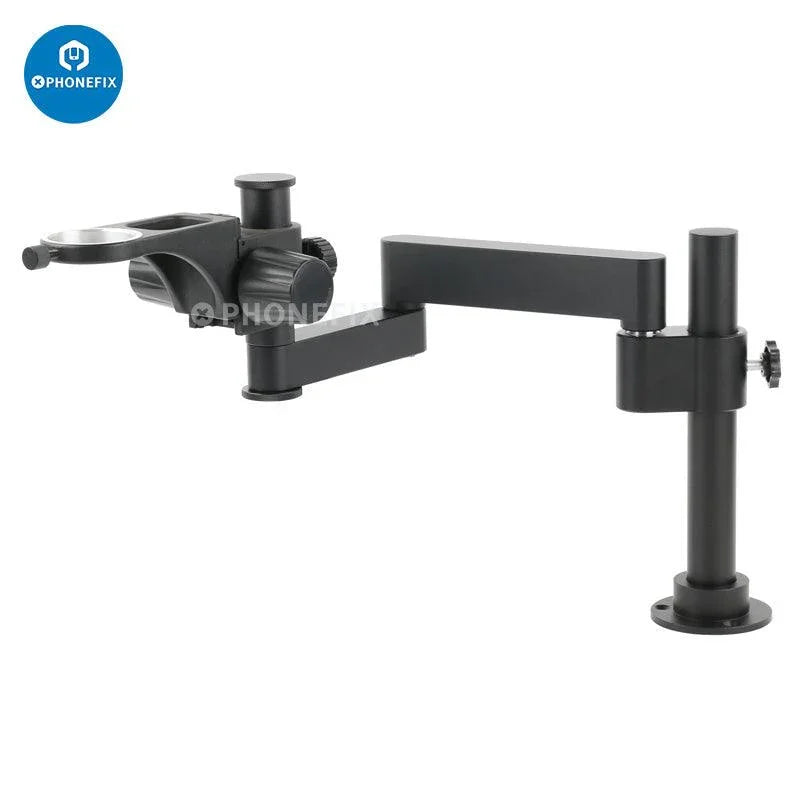 PhoneFix articulating arm clamp microscope bracket with screw fixing stand, adjustable holder for 50/76mm focusing in microscope accessories.