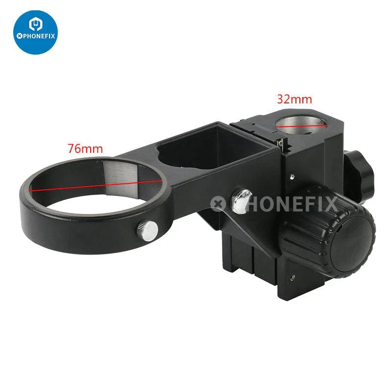 Adjustable 76mm diameter digital microscope stand bracket holder by PHONEFIX, showcasing its sturdy mount for microscope accessories.