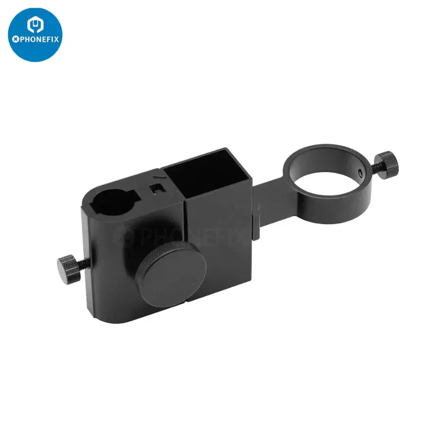 PhoneFix dual-arm boom stand adjustable metal holder set for microscope cameras, featuring sturdy arms and secure mounting for precision.