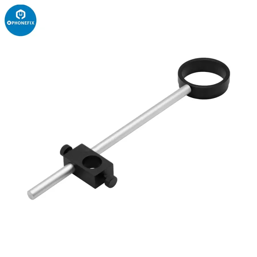 PhoneFIX dual arm boom stand for microscope camera, adjustable metal holder set for secure positioning of microscope accessories.