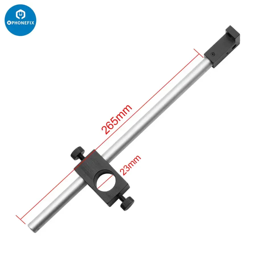 PhoneFix dual-arm boom stand for microscope camera, adjustable metal holder set, microscope accessories for secure camera positioning.