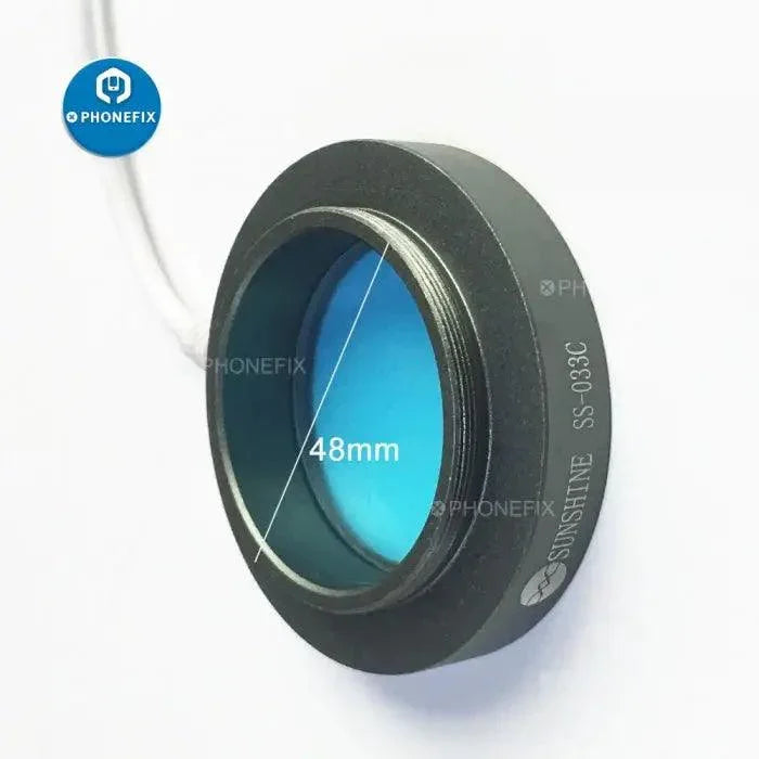 PhoneFix 2-in-1 USB LED adjustable light and dust-proof mirror accessory for microscopes, providing focused illumination and clarity.