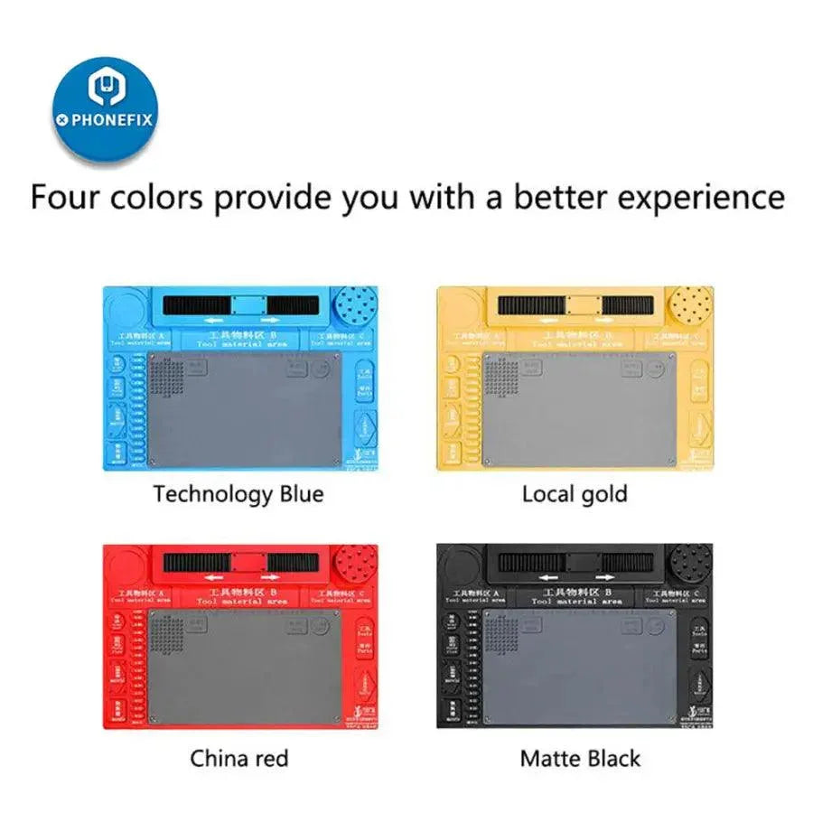 PHONEFIX WL Universal aluminium alloy pad for microscope maintenance platform, showing a sturdy, lightweight silver accessory for repairs.